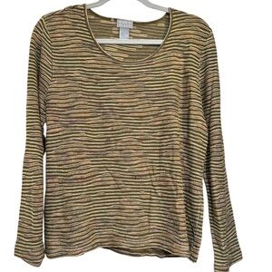 Sigrid Olsen 70% Silk Knit Sweater/ Top Ombré Striped Knit Lightweight